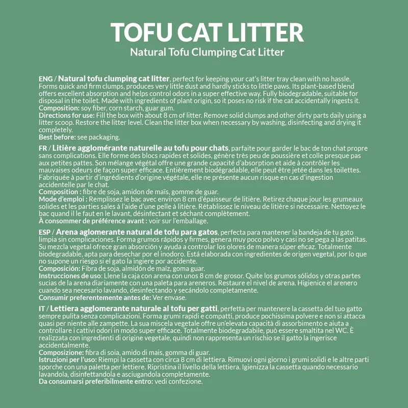 Original Tofu Cat Litter - Arena aglomerante de tofu