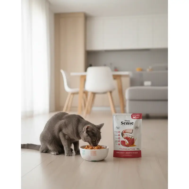 Dibaq Sense Comida Húmeda Gatos Bocaditos En Salsa Pollo Con Atún, 12 x 100 gr