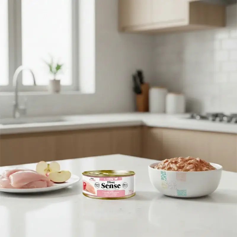 Dibaq Sense Comida Húmeda Gatos Gatito Pollo Con Manzana, 12 x 70 gr
