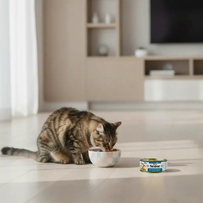 Dibaq Sense Comida Húmeda Gatos Esterilizado Pescado Blanco Con Vegetales, 12 x 70 gr