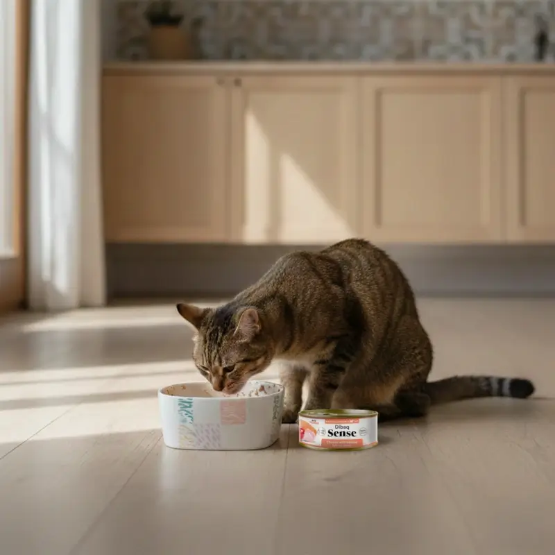 Dibaq Sense Comida Húmeda Gatos Pollo Con Salmón, 12 x 70 gr