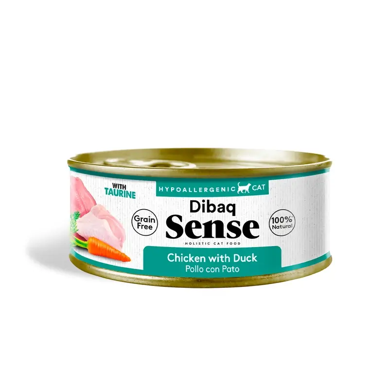 Dibaq Sense Comida Húmeda Gatos Pollo Con Pato, 12 x 70 gr