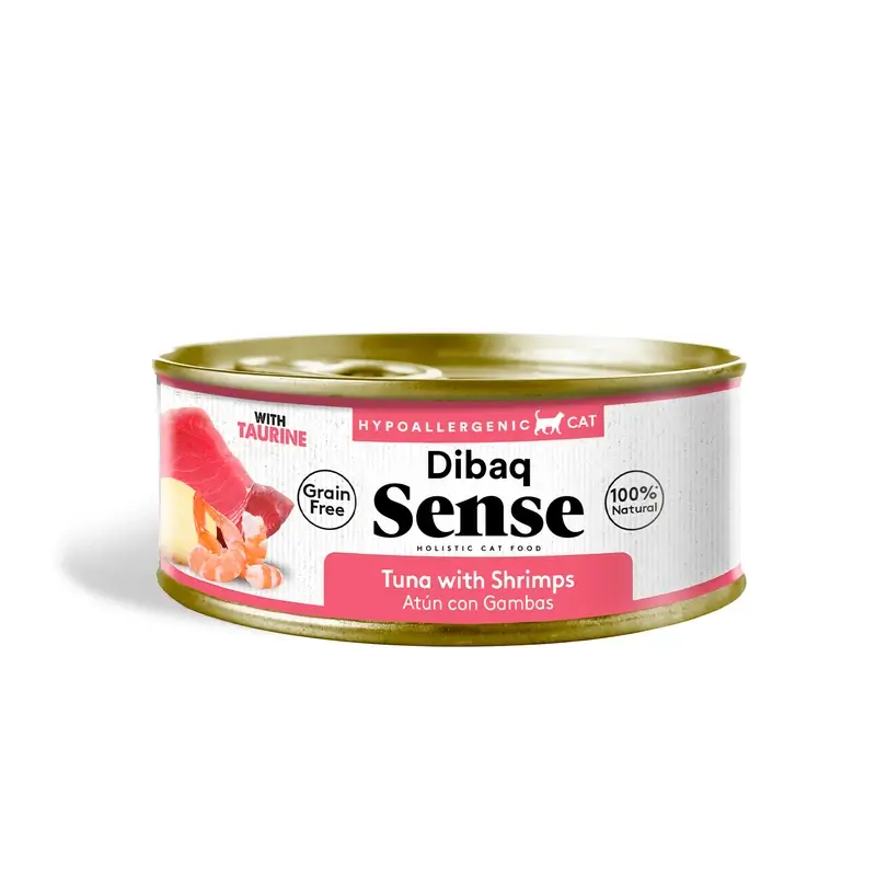 Dibaq Sense Comida Húmeda Gatos Atún Con Gambas, 12 x 70 gr