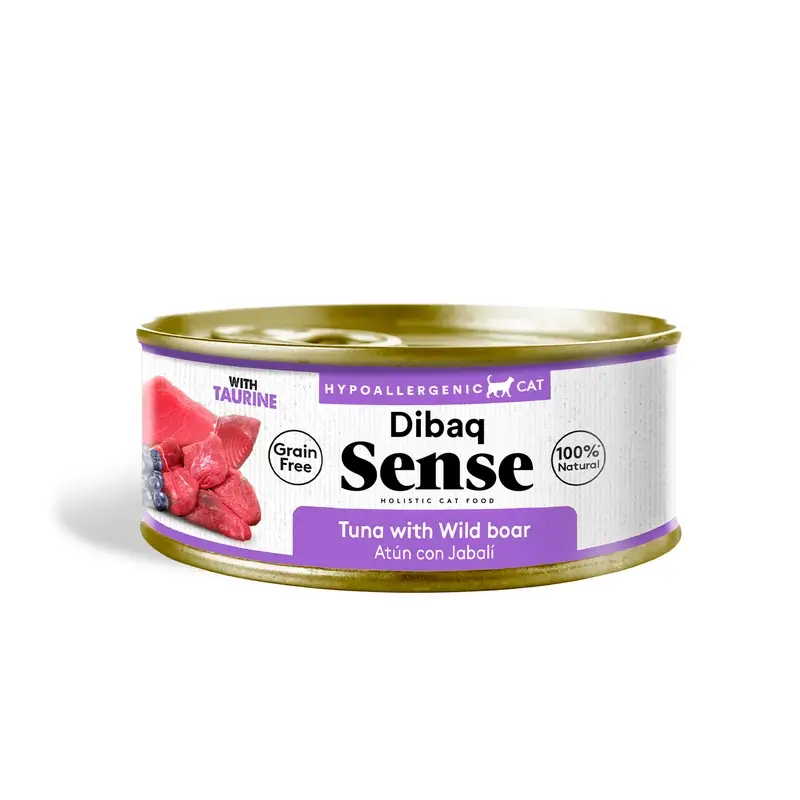 Dibaq Sense Comida Húmeda Gatos Atún Con Jabalí, 12 x 70 gr