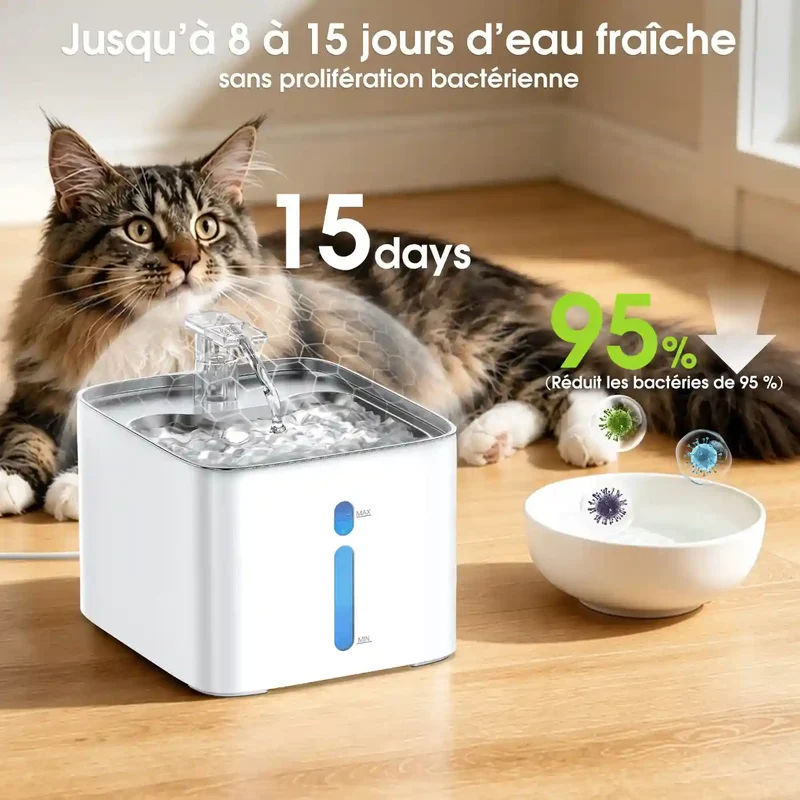 Fontaine à Eau Inox 4,2L Grand Format – Filtration 5 Étapes, 20 dB