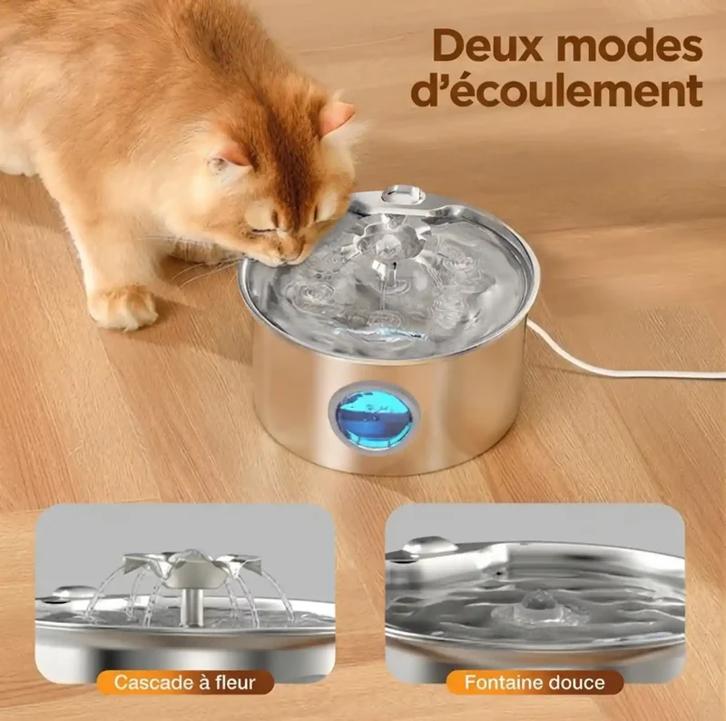 Fontaine à Eau Inox 3,2L Écran LCD – Filtration Silencieuse & Étanche IPX7