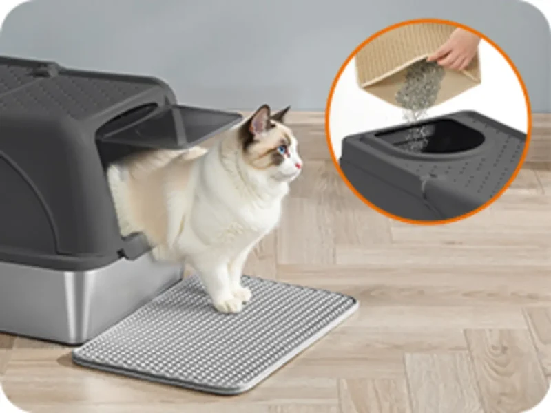 Bac à Litière Inox Feandrea – 28L, Double Entrée, Étanche