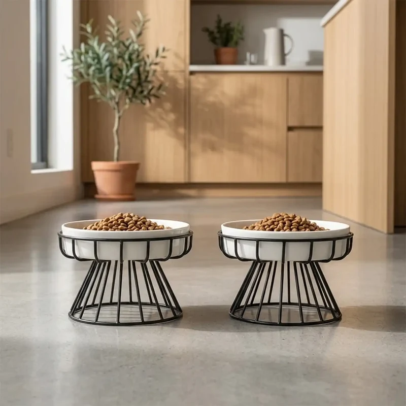 Gamelle Céramique Surélevée Anti-Glouton – Support en Fer