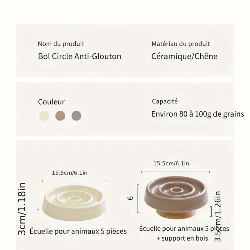 Gamelle Anti-Glouton en Céramique – Ralentit la Prise Alimentaire