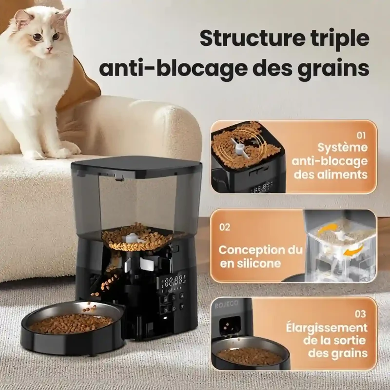 Distributeur Croquettes à Boutons – Sans Application, Écran LCD