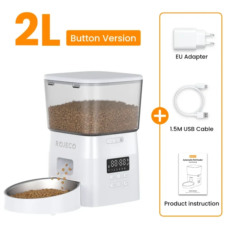 Distributeur Croquettes à Boutons – Sans Application, Écran LCD