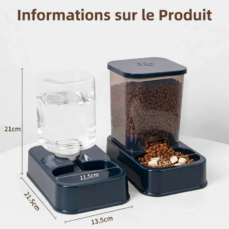 Distributeur Gravité Croquettes ou Eau – Sans Électronique, 1,2-1,5L