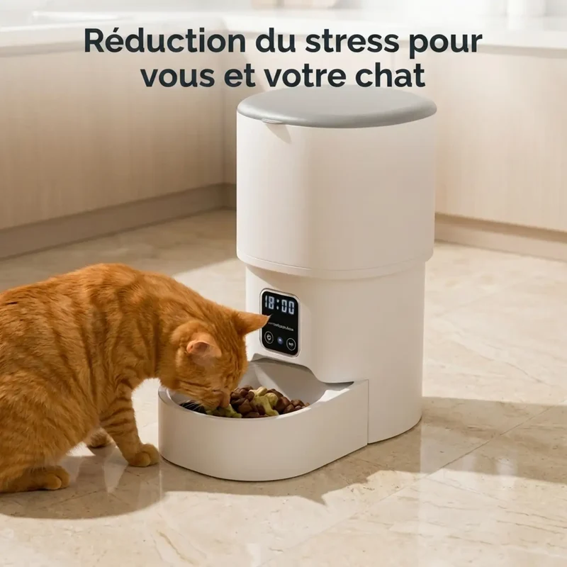 Distributeur Croquettes WiFi ou Boutons – Écran LCD, Hauts Rebords