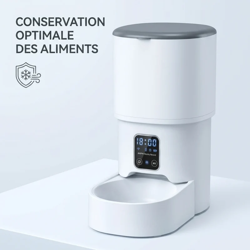 Distributeur Croquettes WiFi ou Boutons – Écran LCD, Hauts Rebords