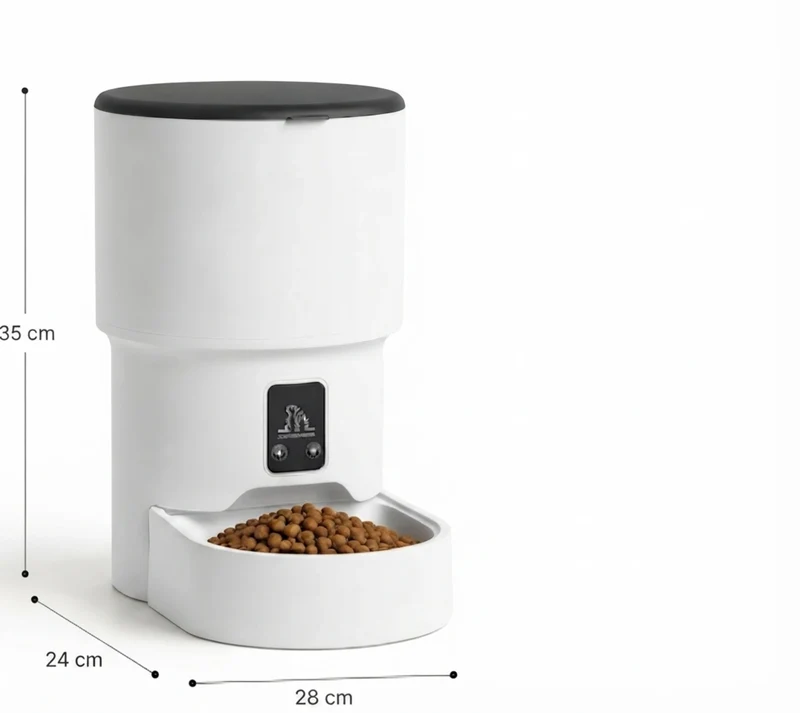 Distributeur Croquettes WiFi ou Boutons – Écran LCD, Hauts Rebords