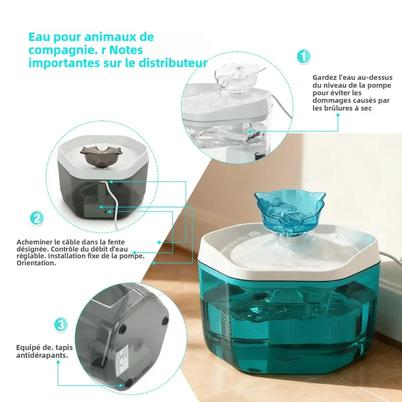 Fontaine à Eau Compacte 1,2L USB – Idéale Chaton et Petit Chat