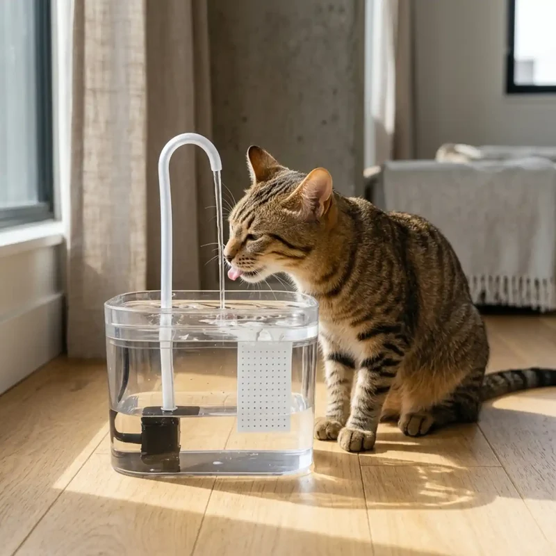Fontaine à Eau Transparente Silencieuse – Niveau d'Eau Visible, USB