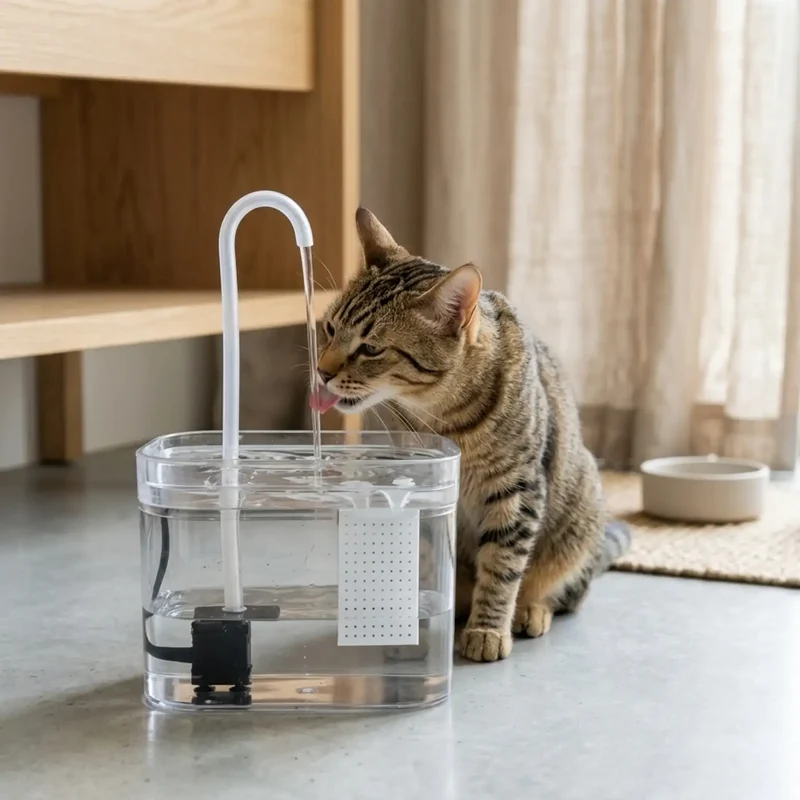Fontaine à Eau Transparente Silencieuse – Niveau d'Eau Visible, USB