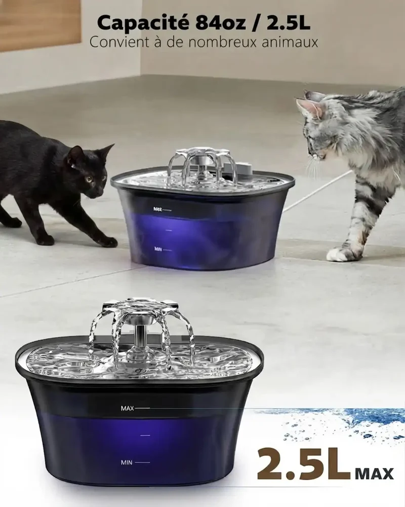 Fontaine à Eau 2,5L USB – Version Simple ou avec Capteur de Mouvement