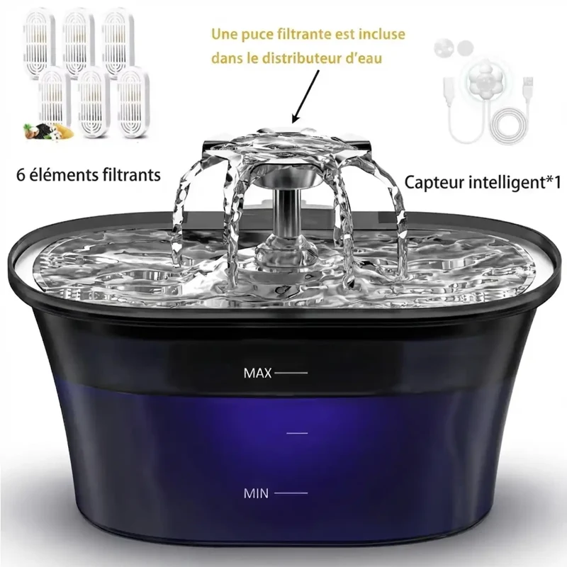 Fontaine à Eau 2,5L USB – Version Simple ou avec Capteur de Mouvement