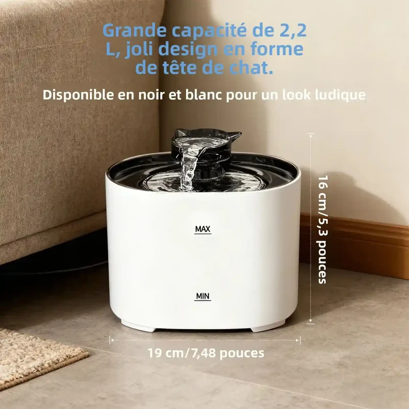 Fontaine à Eau 2,2L Silencieuse – 4 Coloris au Choix