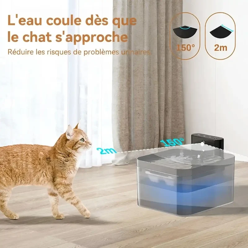 Fontaine à Eau Sans Fil 2,2L – Capteur Infrarouge