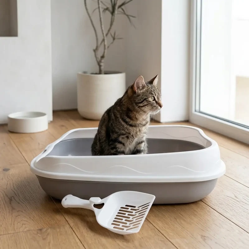 Bac à Litière Entrée Basse Compact – Idéal Chaton et Chat Âgé