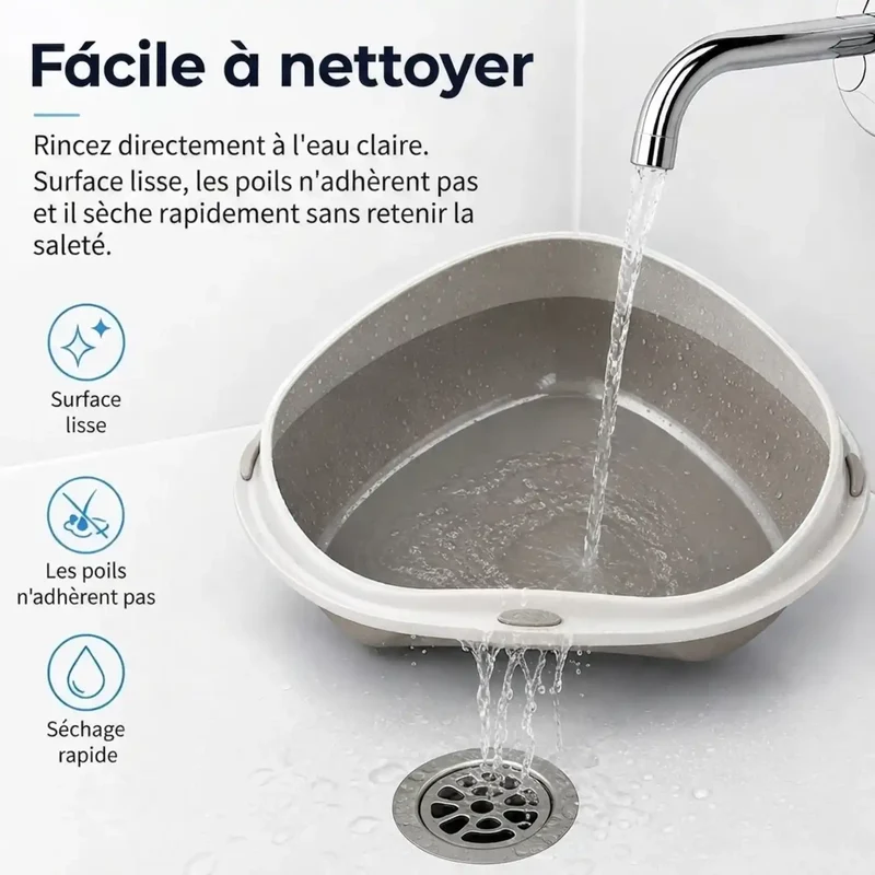 Bac à Litière d'Angle Triangulaire – Gain de Place, 59x48cm
