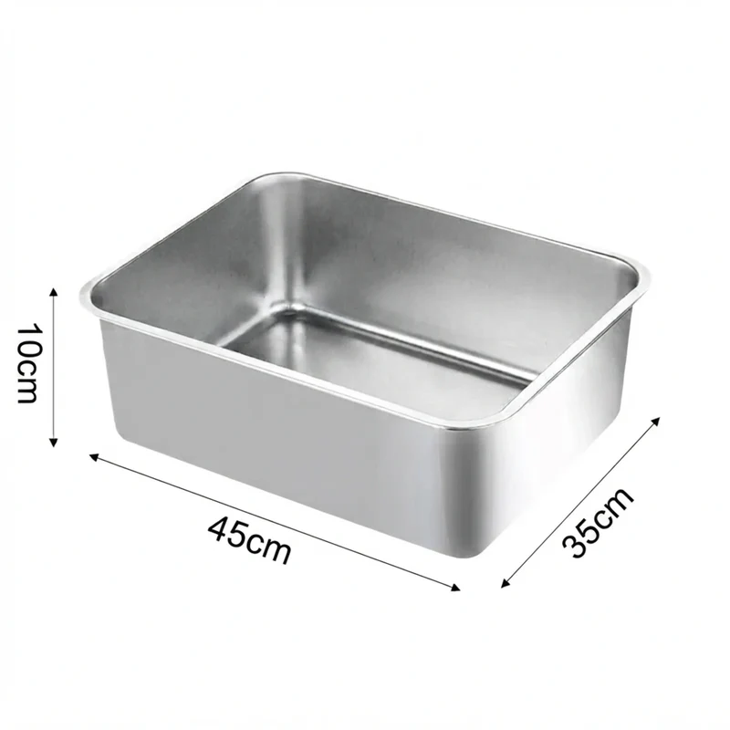 Bac à Litière Ouvert Inox Rectangulaire – Grand Format Multi-Chats
