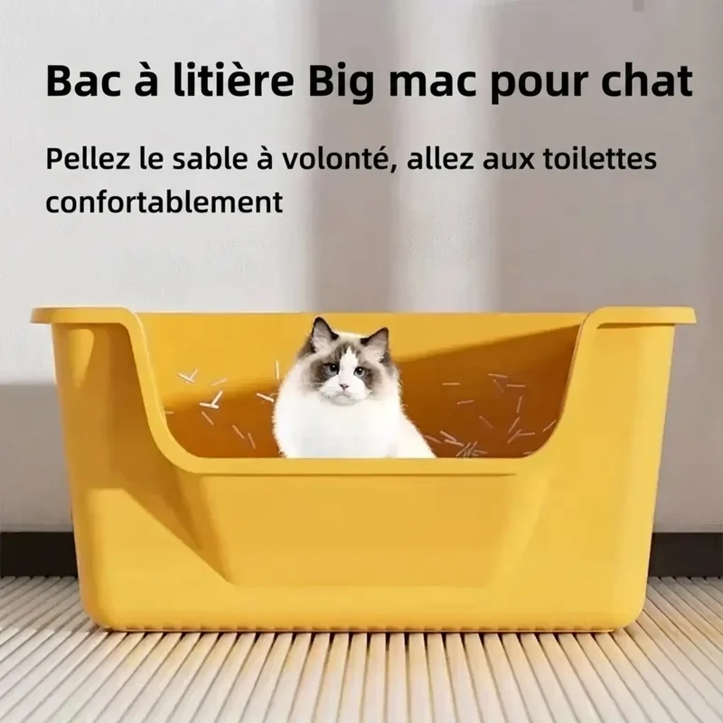 Bac à Litière Semi-Ouvert Tout-en-Un – Sans Montage