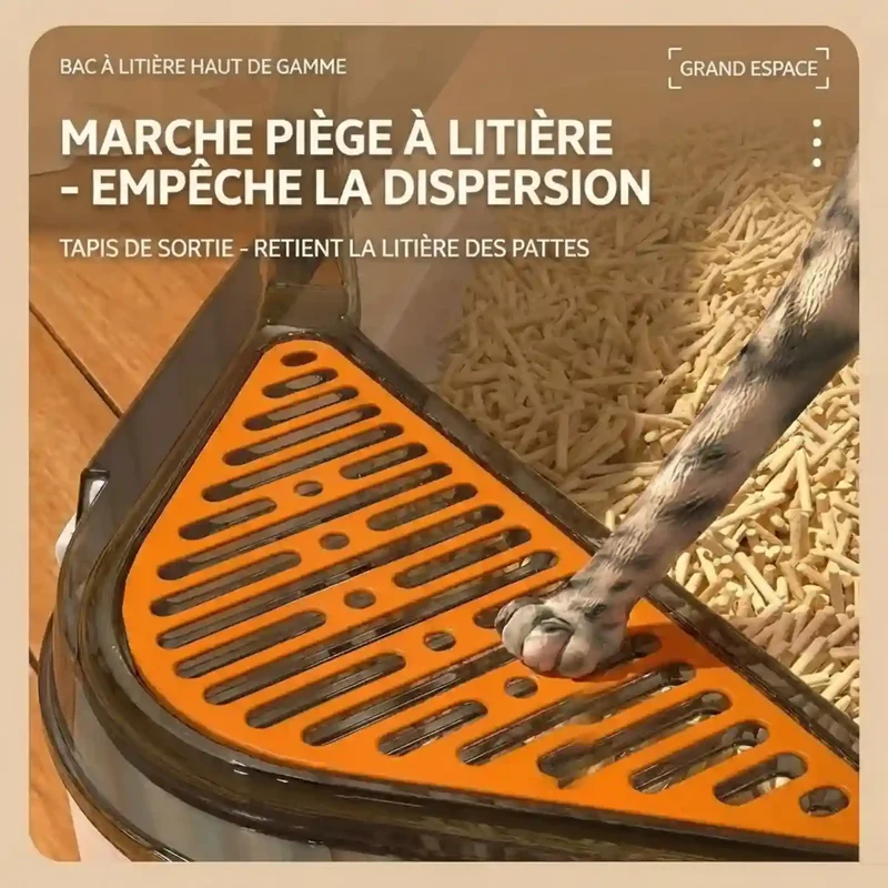 Bac à Litière Semi-Fermé XL 61cm – Pelle Incluse