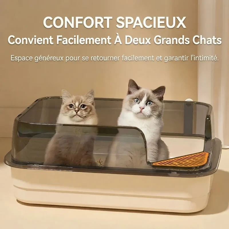 Bac à Litière Semi-Fermé XL 61cm – Pelle Incluse