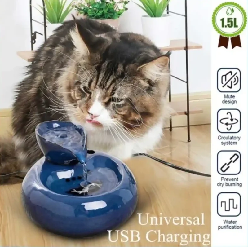 Fontaine à Eau Céramique Filtrante & Circulation Continue pour Chat