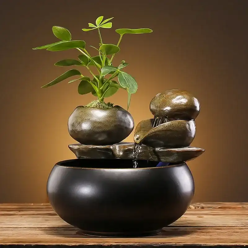 Fontaine à Eau Céramique Zen & Cascade Décorative pour Chat (USB)