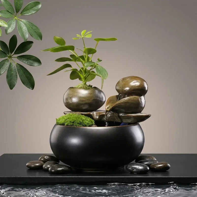 Fontaine à Eau Céramique Zen & Cascade Décorative pour Chat (USB)