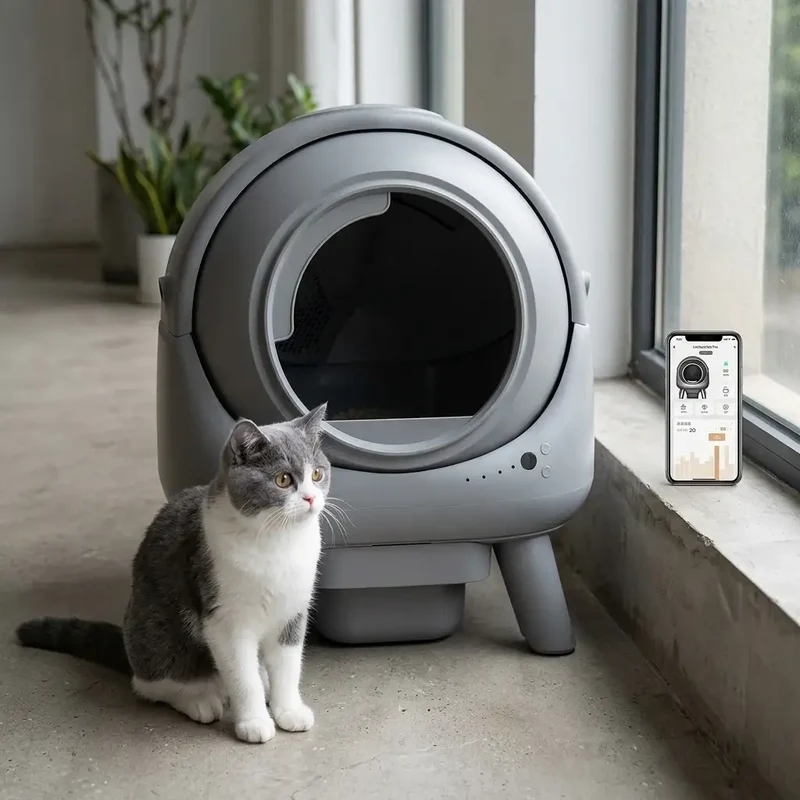 Litière Chat Automatique 65L - Grise