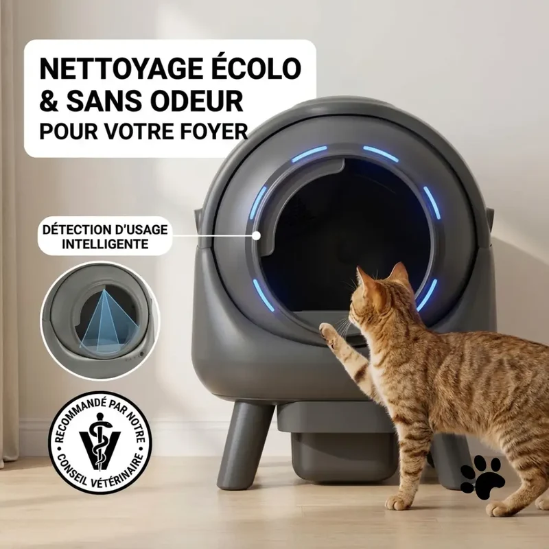 Litière Chat Automatique 65L - Grise