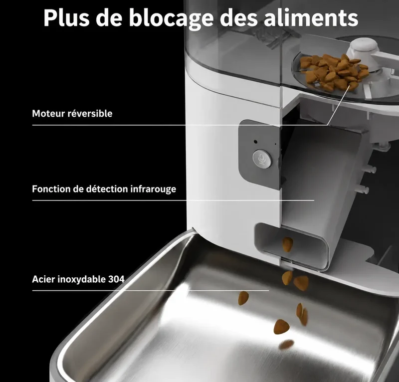 Distributeur2-en-1 Inox 6L Nourriture & 2.5L Eau – Automatique Rechargeable
