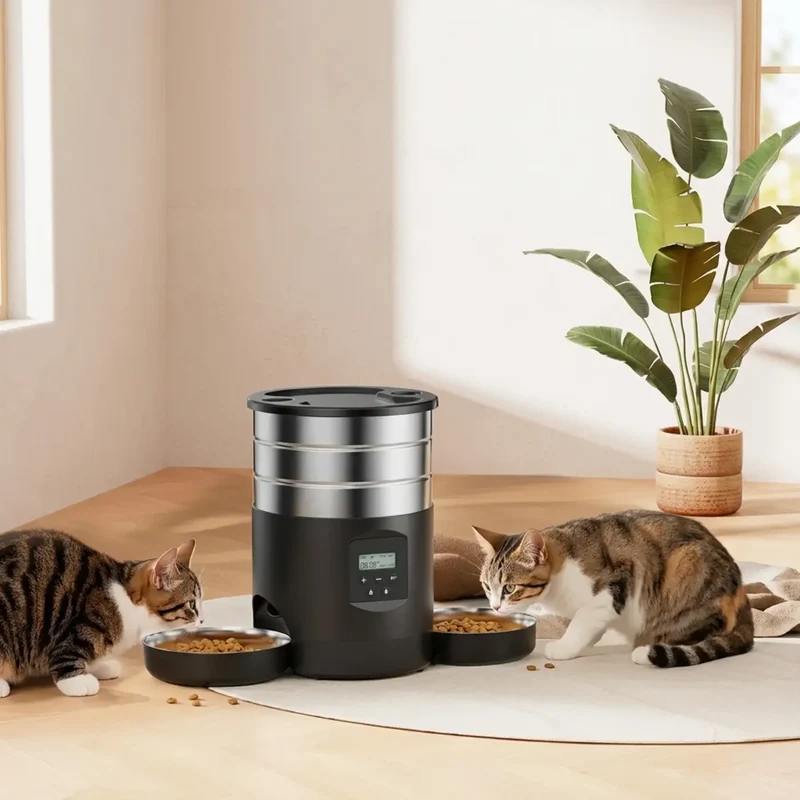 Distributeur Automatique Inox 4,5L – 5 Repas Programmables & Message Vocal