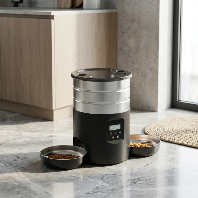 Distributeur Automatique Inox 4,5L – 5 Repas Programmables & Message Vocal