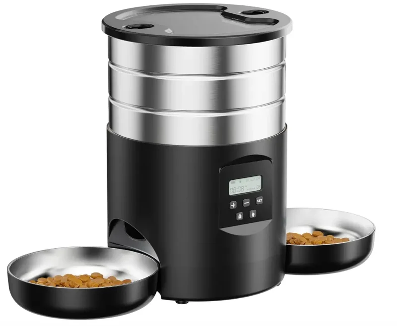 Distributeur Automatique Inox 4,5L – 5 Repas Programmables & Message Vocal