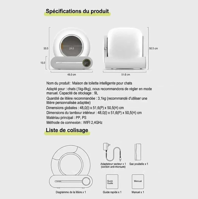 Litière Automatique Connectée Autonettoyante