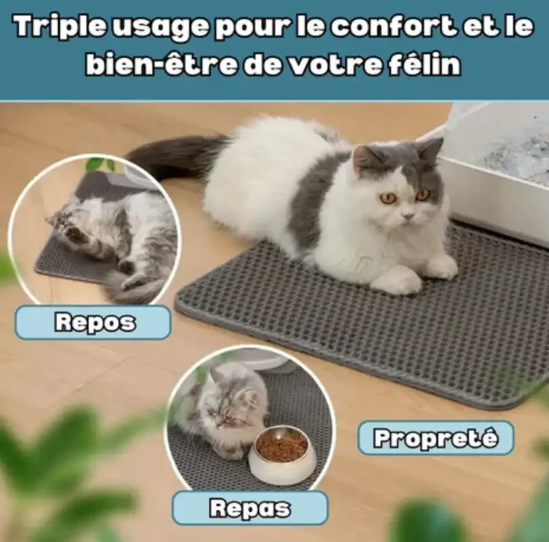 Tapis de Litiere Waterproof Double Couche – Anti-Projection Plusieurs Tailles