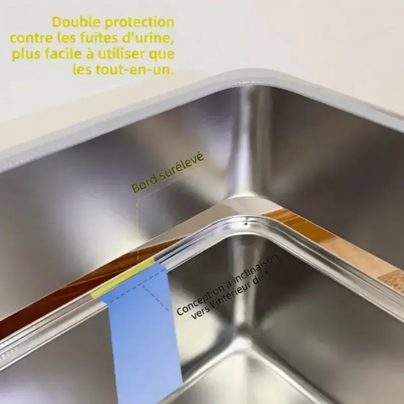 Bac à Litière Inox XXL 70 cm – Hauts Rebords pour Maine Coon & Grandes Races