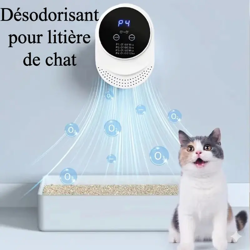 Purificateur d'Air Ozone Tactile – Desodorisant Intelligent pour Litiere