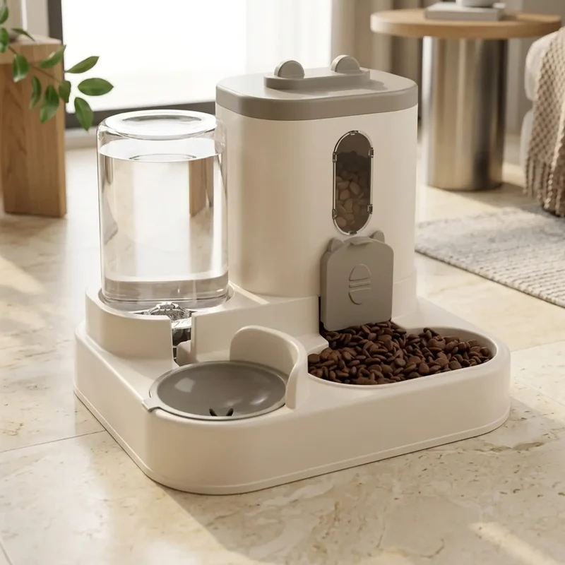 Distributeur 2-en-1 Nourriture & Eau – Automatique Compact