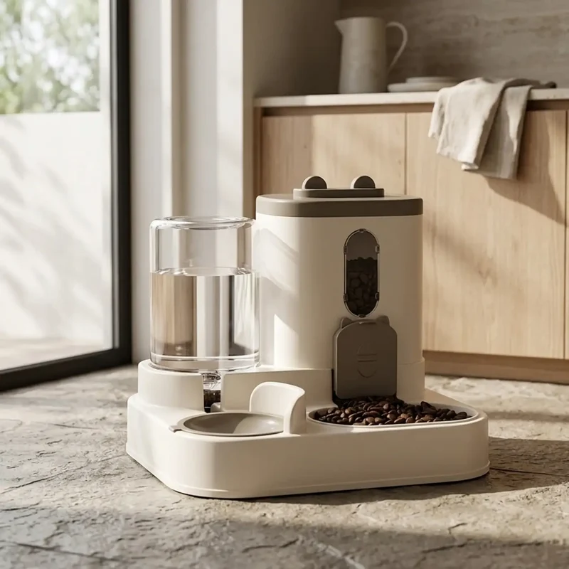 Distributeur 2-en-1 Nourriture & Eau – Automatique Compact