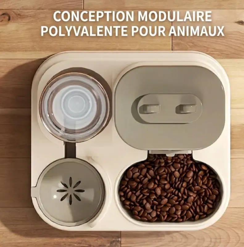 Distributeur 2-en-1 Nourriture & Eau – Automatique Compact