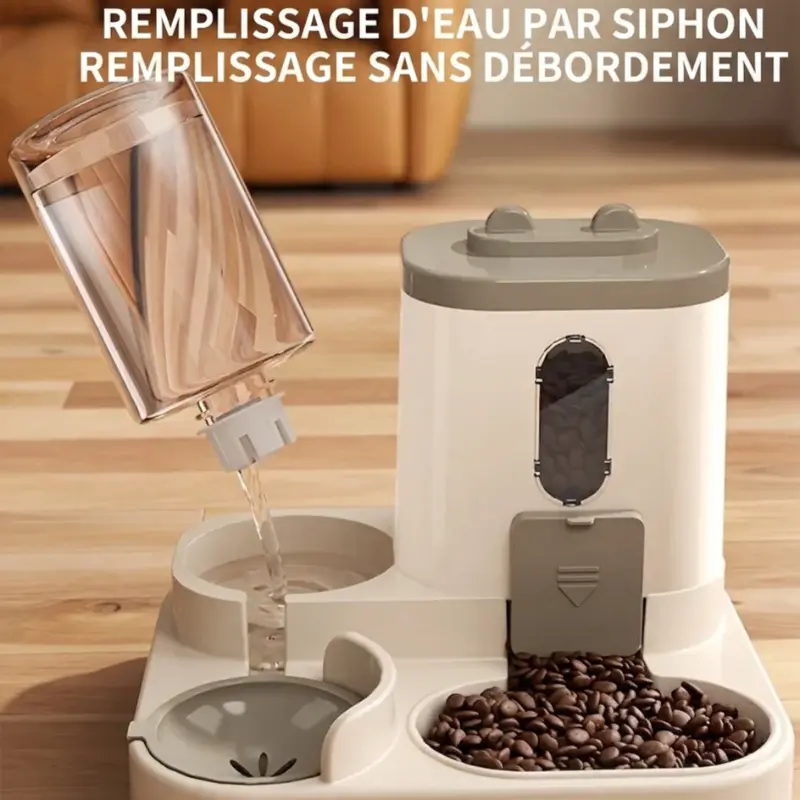Distributeur 2-en-1 Nourriture & Eau – Automatique Compact