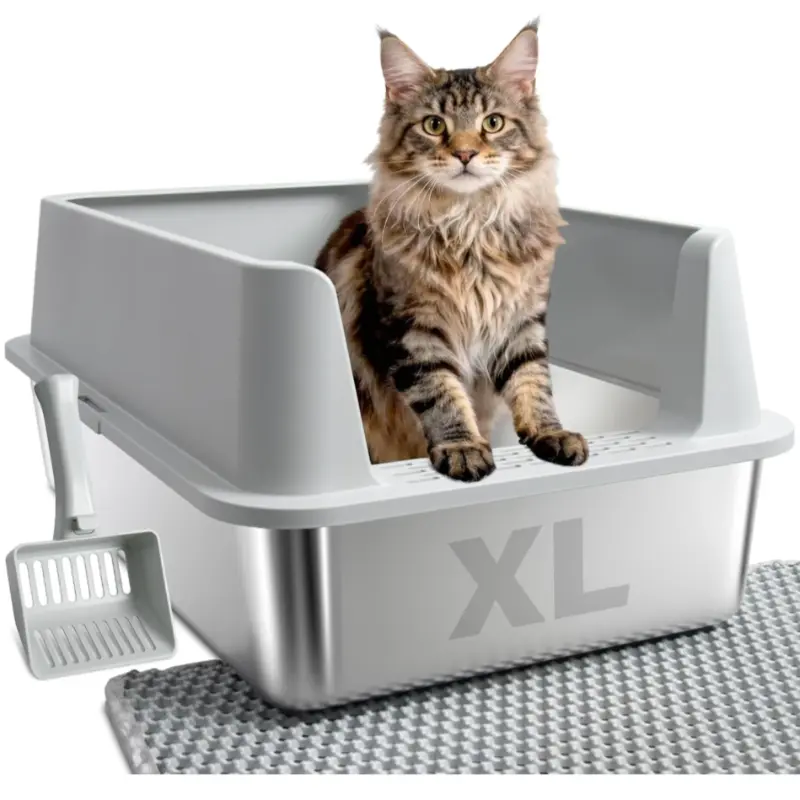 Bac à Litière XL Inox Anti-Odeur – Anti-Rayures